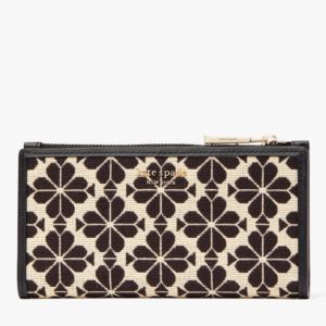 Spade Flower Jacquard Zip Slim Wallet